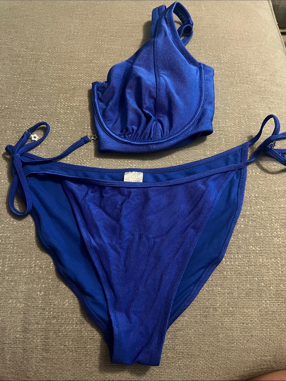 wild fable Royal Blue Ribbed Two-Piece Bikini